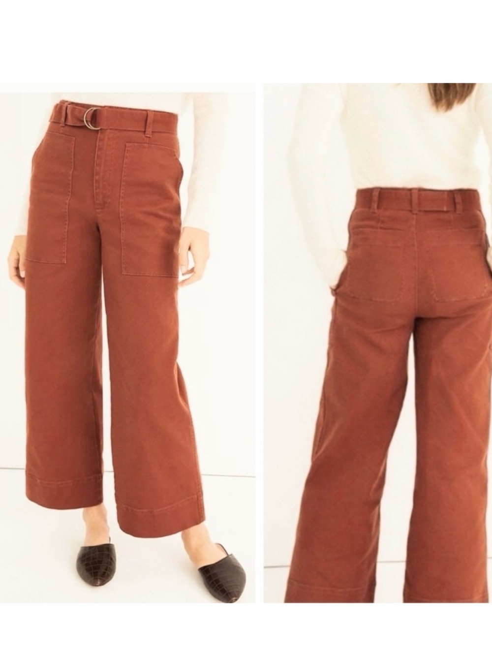 Madewell Rust-Red High Wide-Leg Utility Pants